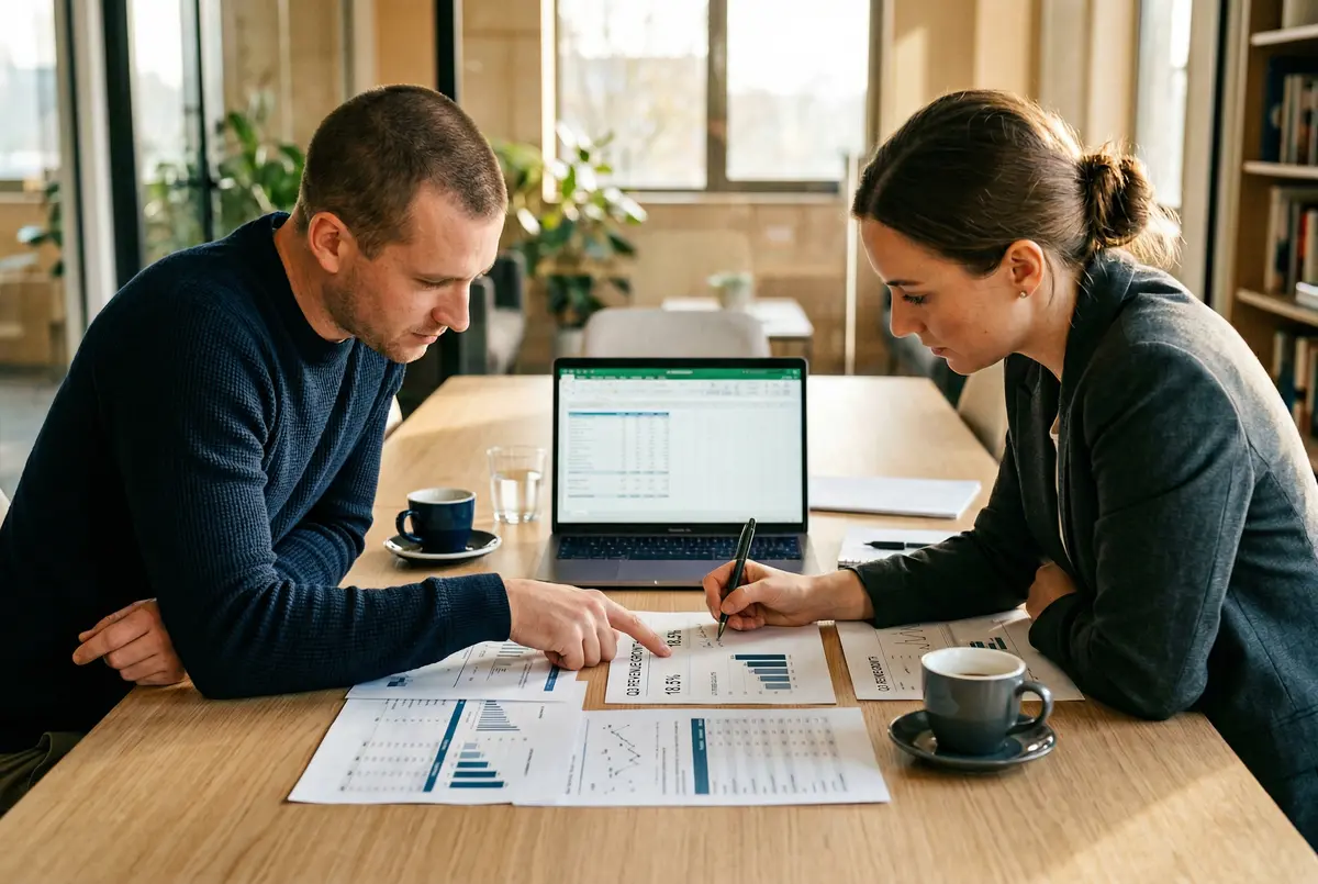 Fractional CFO reviewing financial strategy beside a business owner in Monterey, California